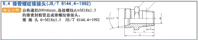 JB/T6144.4-1992锥管螺纹锥接头